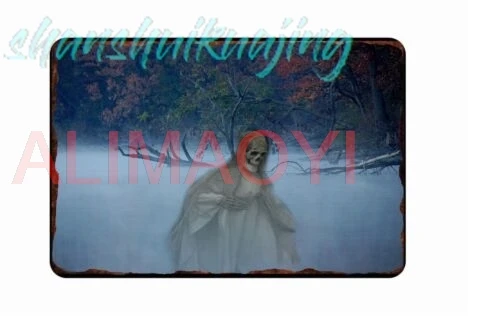 A ghostly Image retro 1930s All Metal Tin Sign  8 x 12