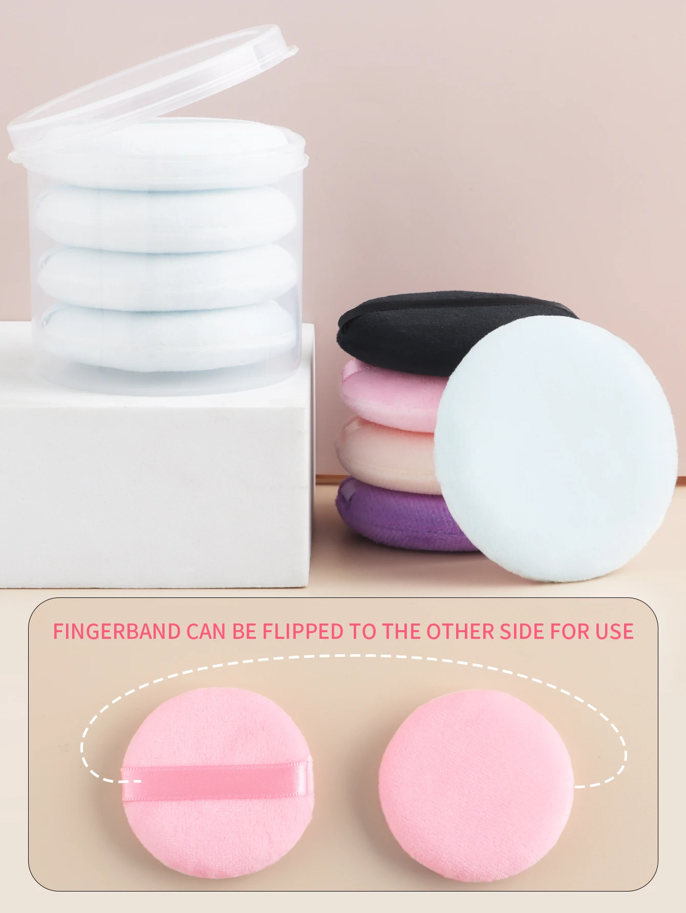 5 pçs redondo pó puff com caixa à prova de poeira configuração de maquiagem almofada de ar mini pó puff, maquiagem configuração mel em pó