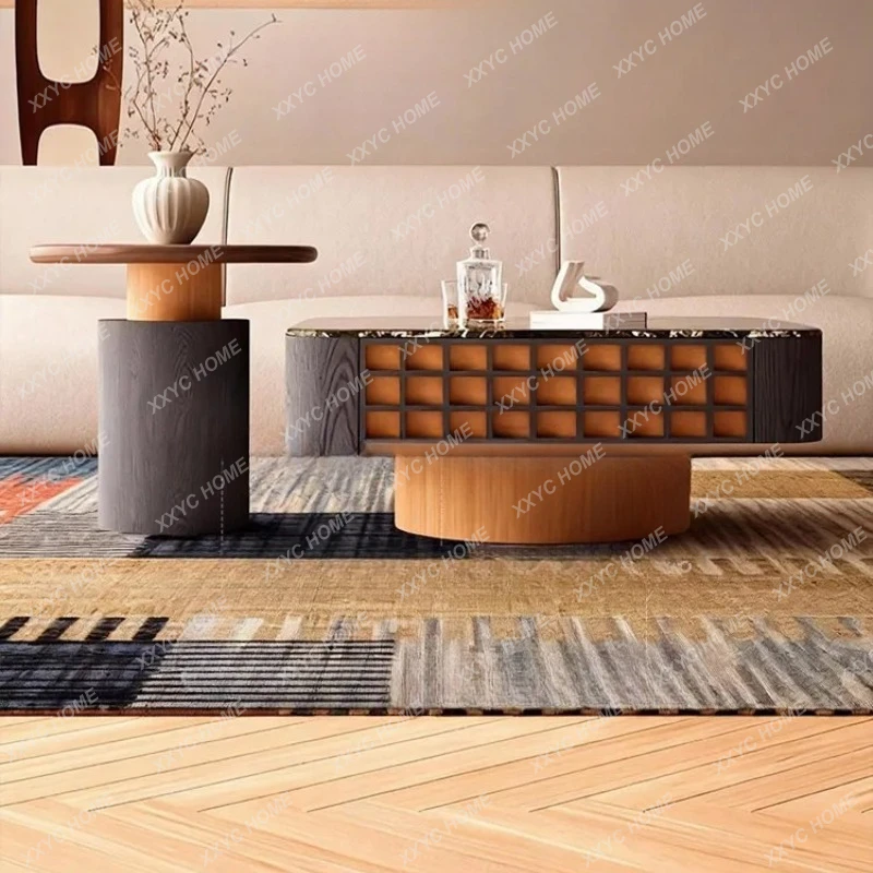 X-S Sansan natural luxury stone square coffee table modern simple small apartment living room advanced tea table HG