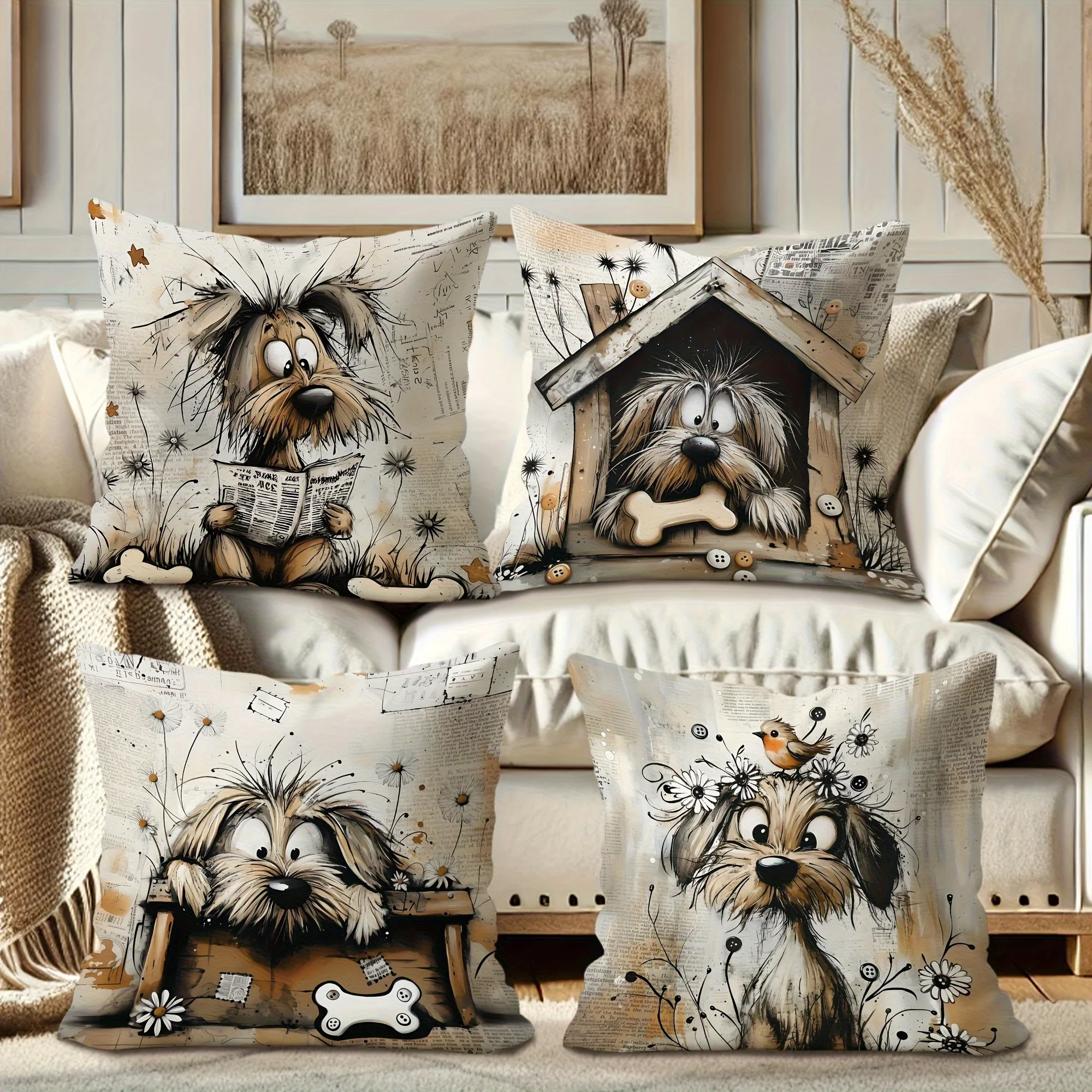 New Year Multi-size Cute Cartoon Puppy  Pillowcases Merry Christmas Decoration Cushion Pillow Cases High Quality Home Ornament