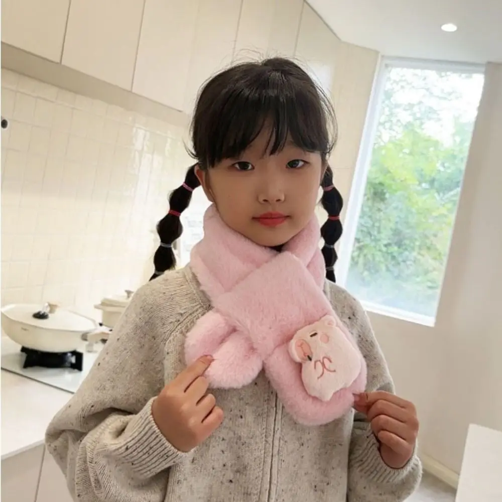 2pcs Kawaii Kapibala Plush Scarf Kapibala Shaped Thicked Cross Neck Warmer Imitation Rabbit Fur Keep Warm Warm Neckerchief Baby