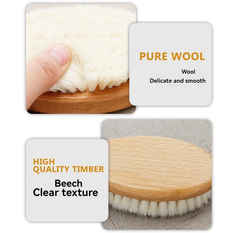 Wool Brush, Baby Brush, Shower Brush, Bath Brush, Massage, Hair Cushion, Beech Wood Air Cushion, Flat Comb Set