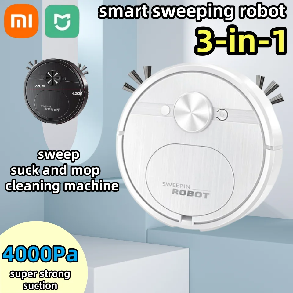 Xiaomi Smart Sweeping Robot Vacuum Cleaner 3 in 1 Robot Vacuum Cleaner 4000 Pa Suction Power Great for Pet Hair Carpets Floors