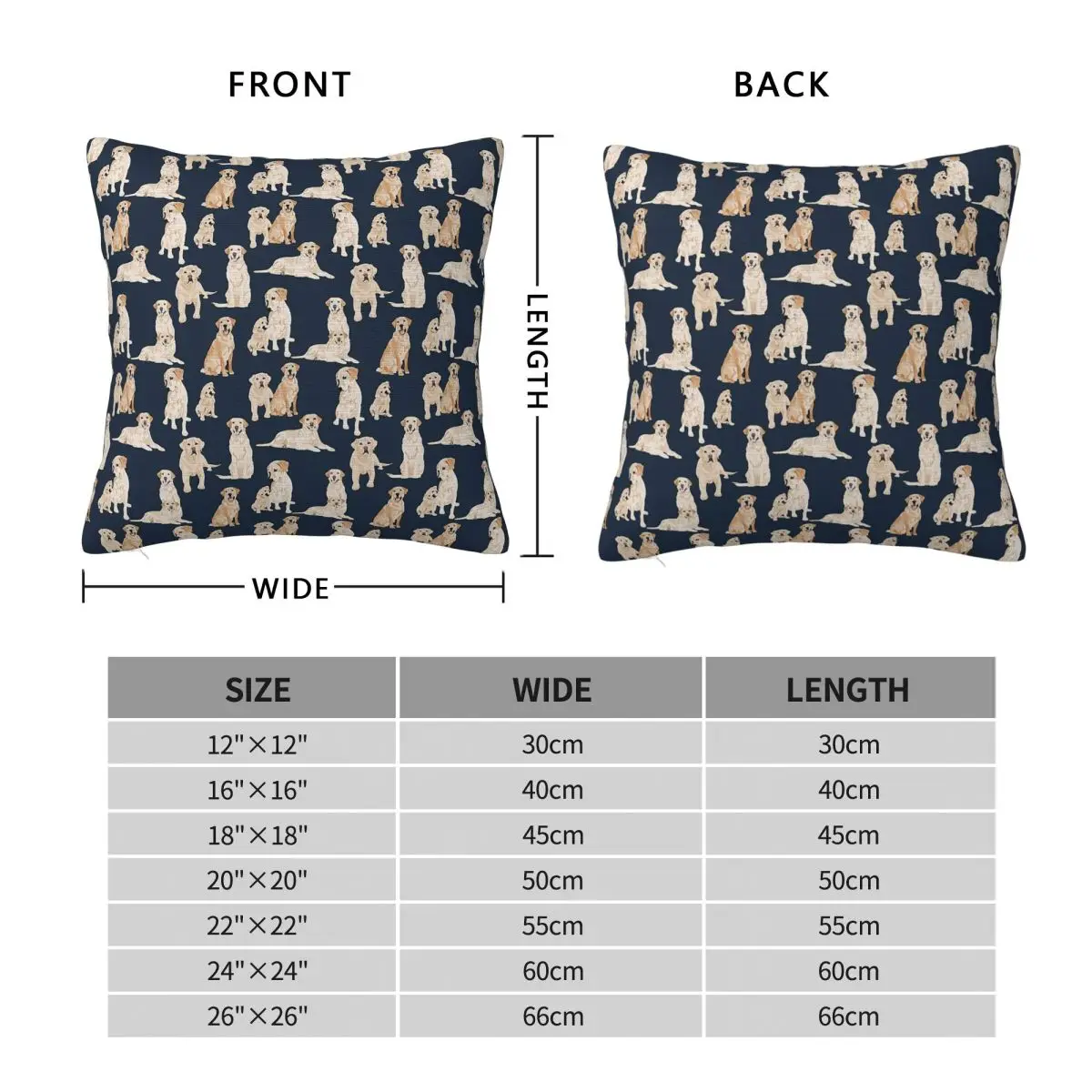 Yellow Labrador Retriever Navy Square Pillowcase Polyester Linen Velvet Printed Decorative Pillow Case Sofa Cushion Cover 18