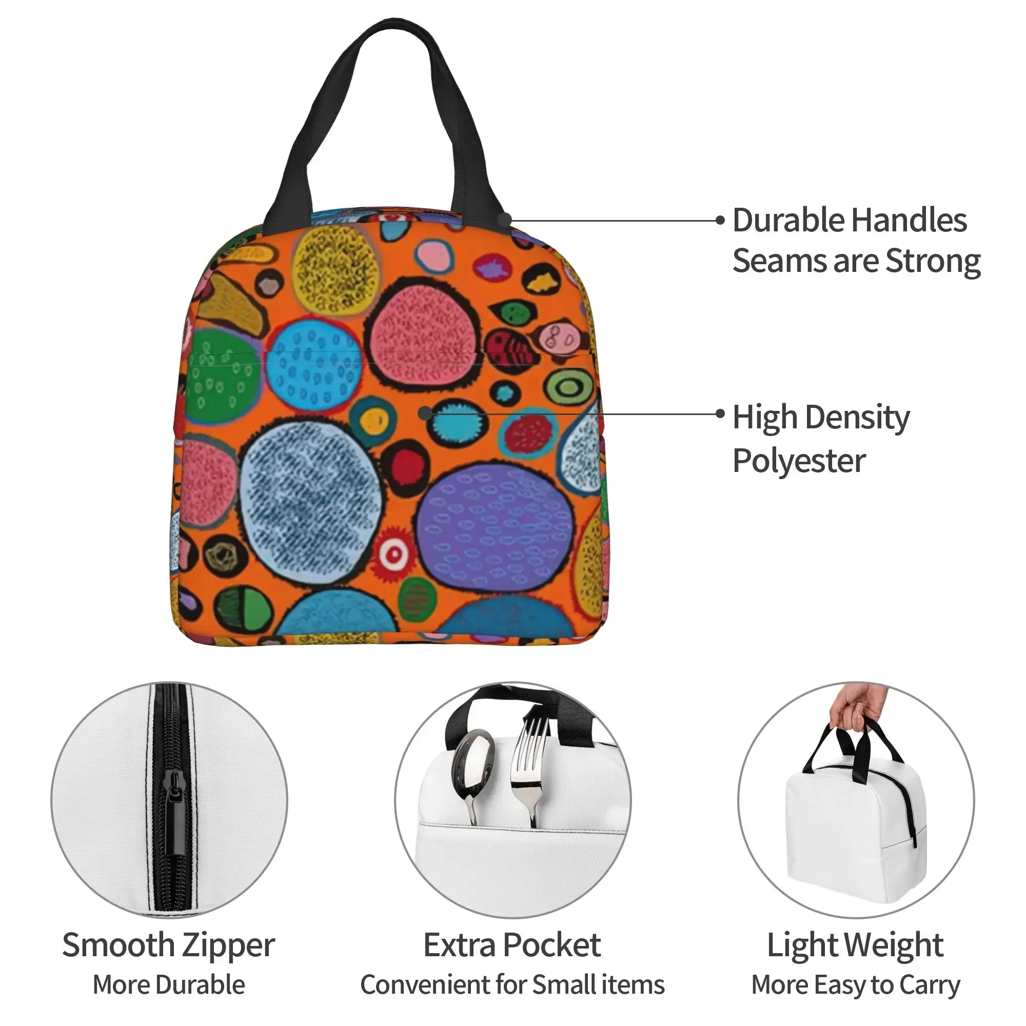 Yayoi Kusama Abstract Mushroom Thermal Insulated Lunch Bags Women  Resuable Lunch Tote for Outdoor Picnic Storage Food Box