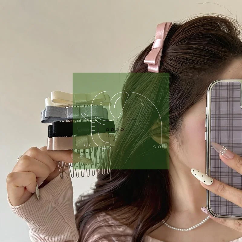 Satin Bow Hair Comb Sturdy Non Slip Metal Teeth Fashion Hair Accessory for Wedding Party Casual Daily Wear Girls Gift