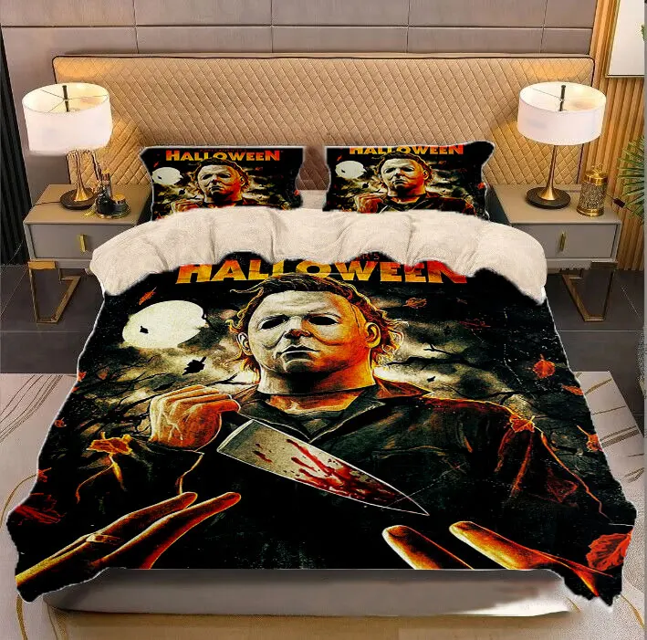 Halloween Michael Myers 3D Printed Milk Velvet Bedding Set Duvet Covers & Pillow Cases Comforter Quilt Cover (US/EU/AU Sizes)  2