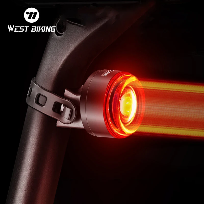 WEST BIKING Intelligent Sensor Curved Surface Light Brake Sensor Smart Bike Rear Light Colorful Glare Bicycle Taillight