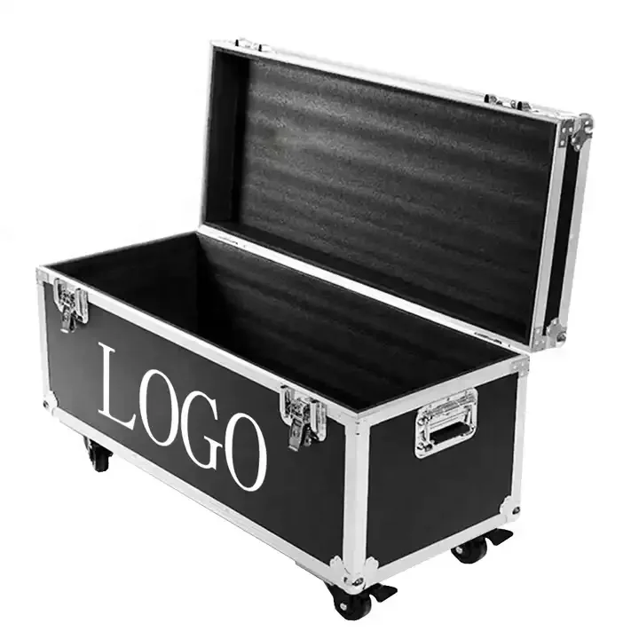 OEM Dimension Large Equipment Carrying Flight Case With Foam Interior Hard Aluminum Road Case With Wheels for Line Array Speaker