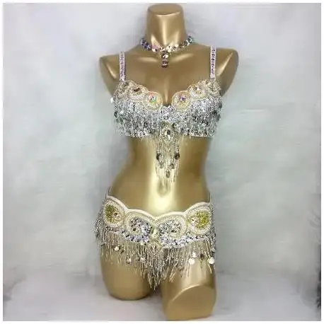 Sexy belly dance costume wear Bar+Belt 2piece/ set bar party nightclub belly dance costumes ladies women stage show dance wear