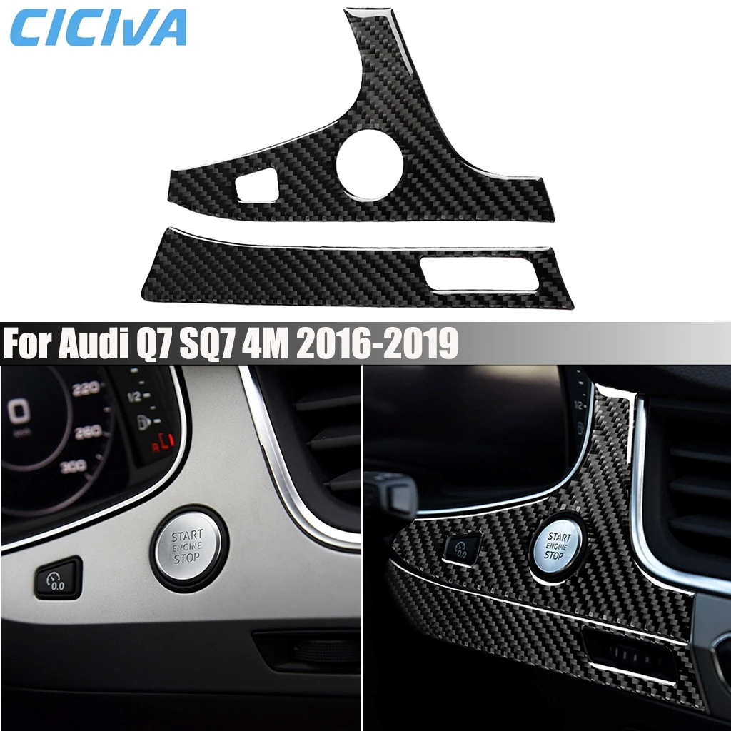 

Carbon Fiber Car Accessories Dashboard Right Side Decorative Interior Cover Modified Trim Sticker For Audi Q7 SQ7 4M 2016-2019