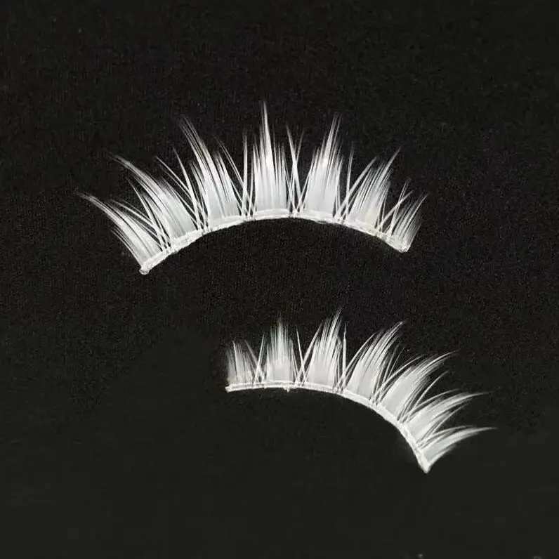 HBZGTLAD White Eyelashes Cosplay Makeup Natural Long Cross Strip False Eye Lashes