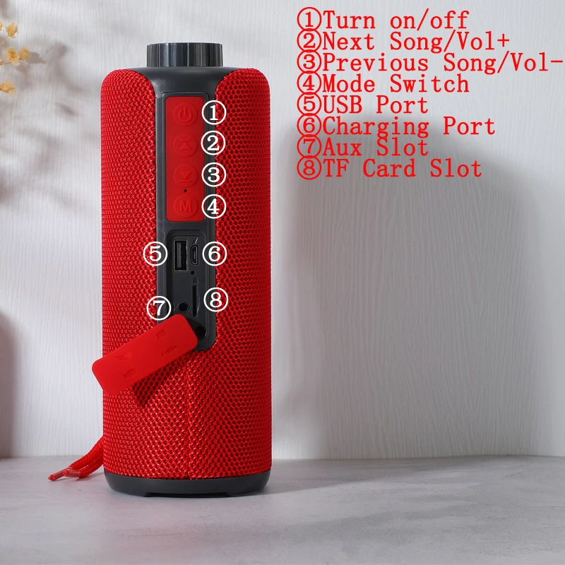 T & G TG338 Mới Bluetooth Không Dây Ngoài Trời Loa Siêu Trầm Bluetooth Chống Nước Thẻ TF FM Radio Thu Loa