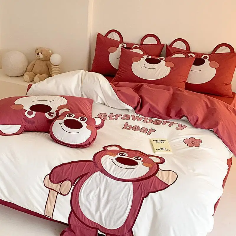 Disney Lotso Daisy Mickey Donald Duck Tigger Cute and Creative Cartoon Embroidered Bed Sheet and Quilt Cover Four-piece Set