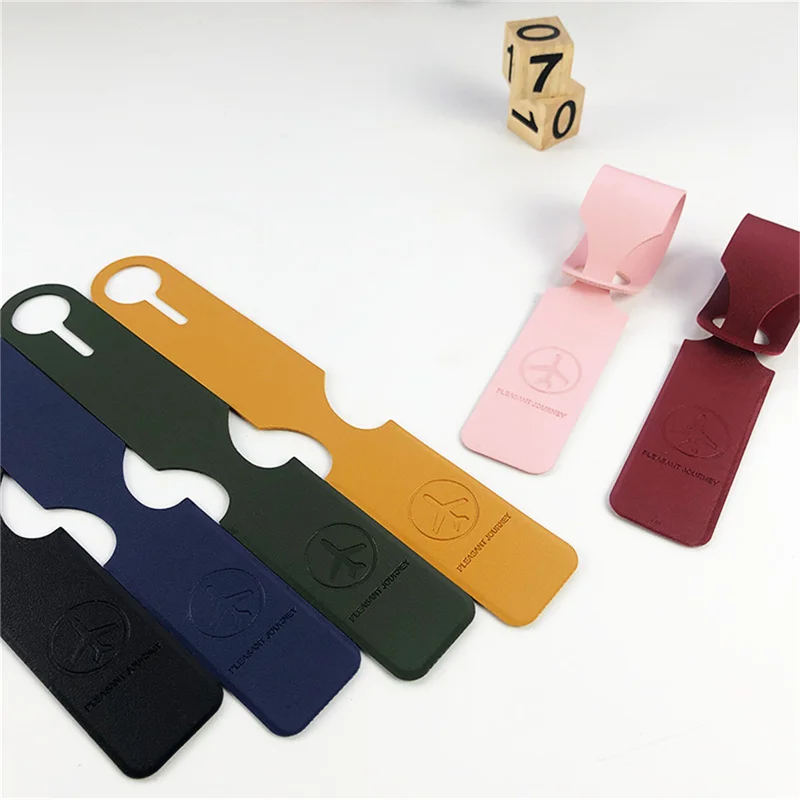 Creative Travel Accessories Luggage Tag cover PU Leather Suitcase ID Address Holder Baggage Boarding Tags Portable Label 6 color