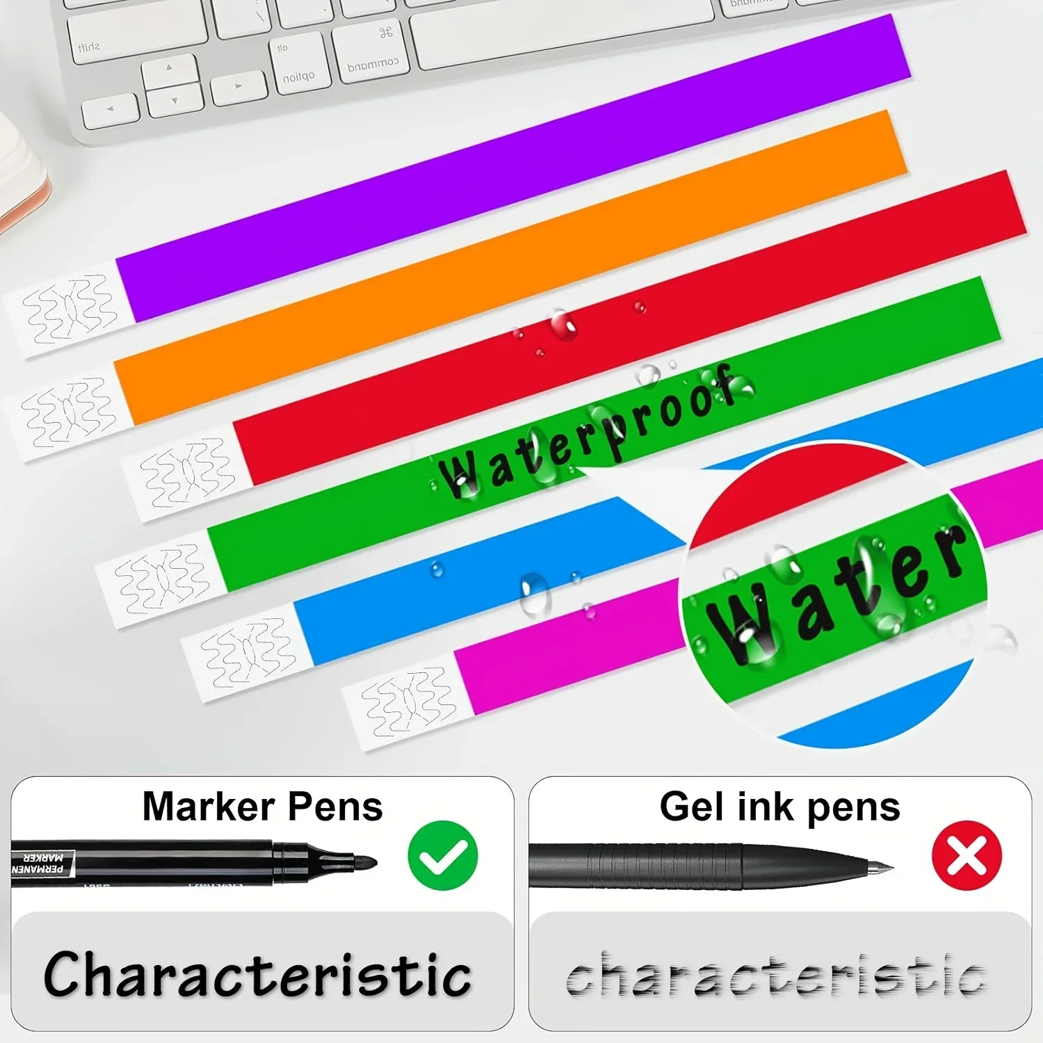 أساور معصم Tyvek الملونة، أساور مناسبات مقاومة للعبث للحفلات والحفلات الموسيقية والتحكم في الوصول VIP، وتحديد الدخول المقاوم للماء