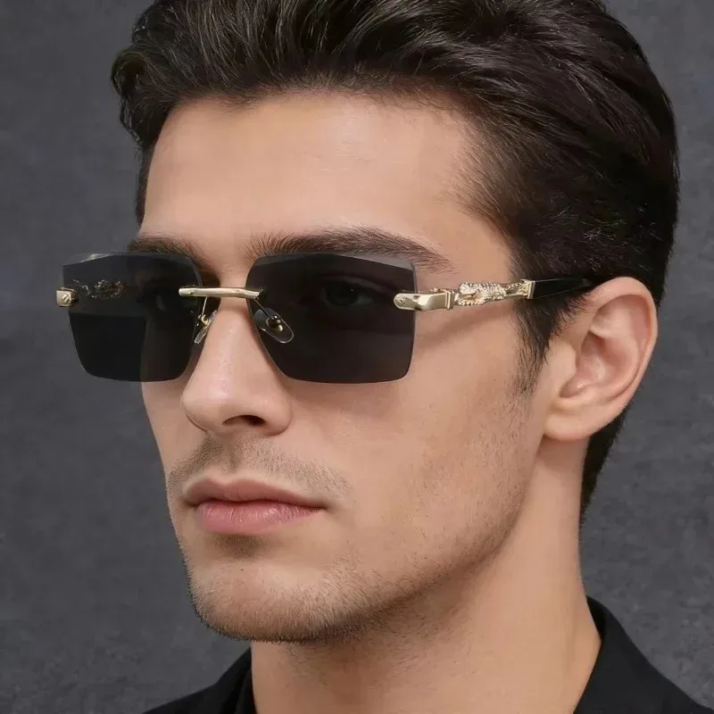 

2026 New Fashion Luxury Frameless Sunglasses for Men and Women, Classic Square Glasses, Perfect for Hiking and Beach Vacations