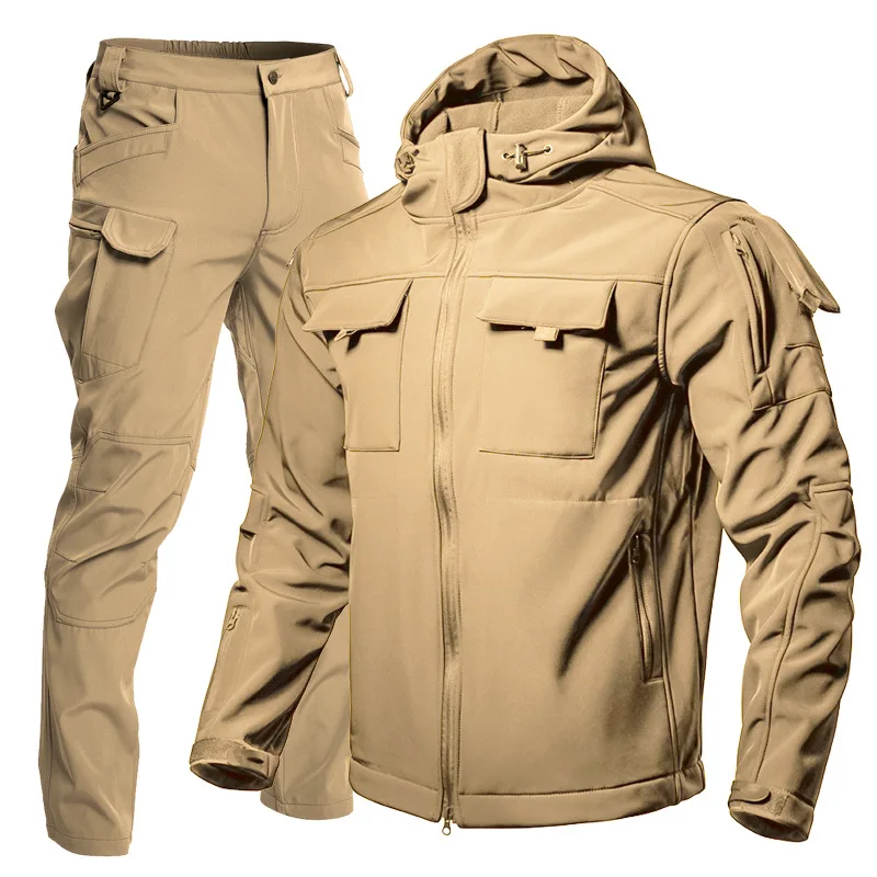 Winter Men's Thick Windproof and Breathable Camouflage Suit Set Outdoor Shark Skin Soft Shell Cold Resistant and Warm Jacket view 3