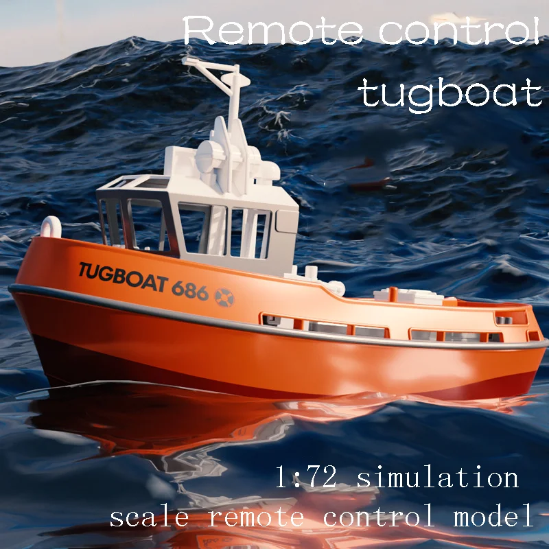 1:72 Full Scale Remote Control Boat Simulation Tugboat 686 Dual Motor Small Tugboat Charging Children's Toys Gift Boy Toys