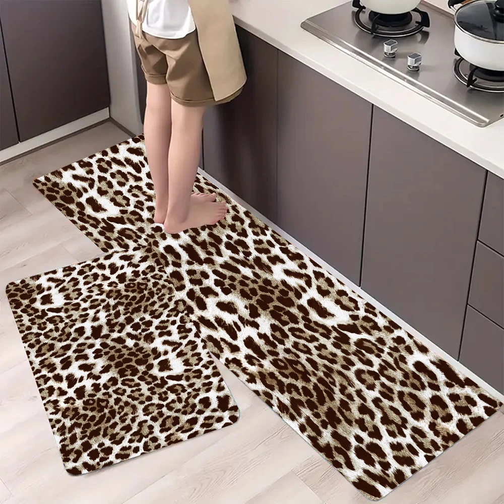 

Leopard Printed Kitchen Floor Mat Home Entrance Doormat Decoration Corridor Balcony Long Rugs Laundry Room Non-slip Mat Doormat