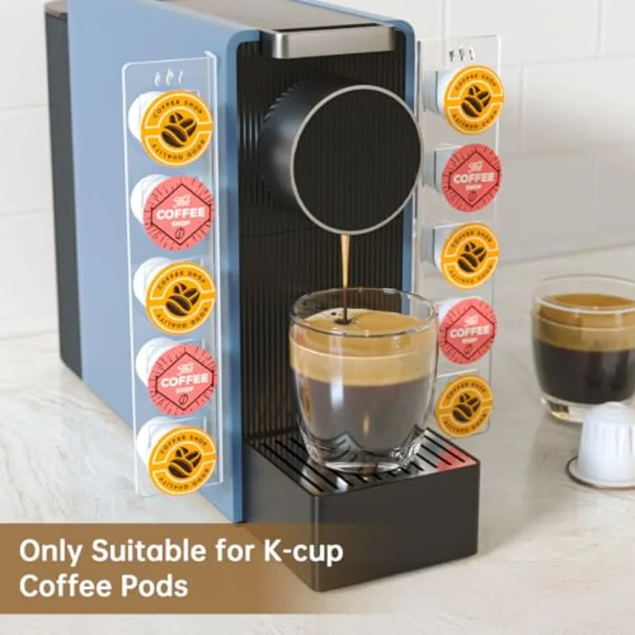 Clear Acrylic Coffee Pod Holders for K-Cup Pods, Compact Coffee Capsule Organizer for Keurig, Walls, Cabinets, Refrigerators, S