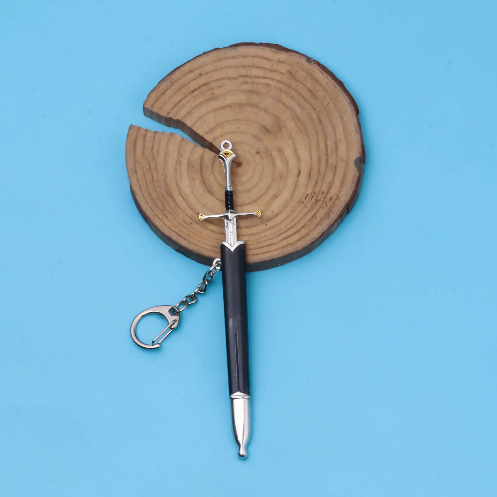 12 Aragorn Narthil Sword Keychains Elves Anduril Medieval Weapon Ring Metal Katana Samurai Sword Bag Pandant Men Ornaments Gifts image 2