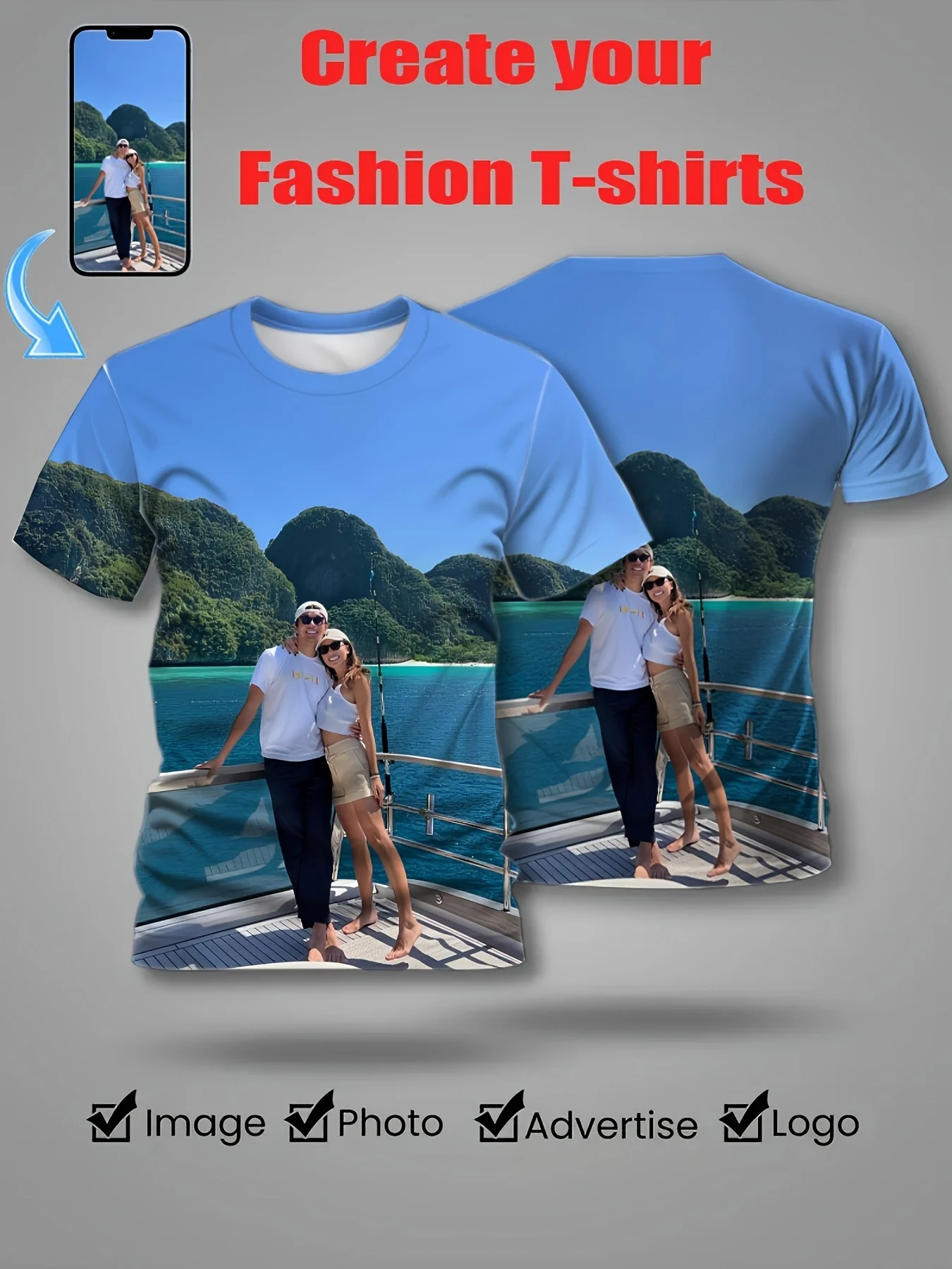 100% Cotton Custom Couple 3D Print T-shirts Breathable Fabric, Round Neck Short Sleeves - Perfect For Summer Casual Wear