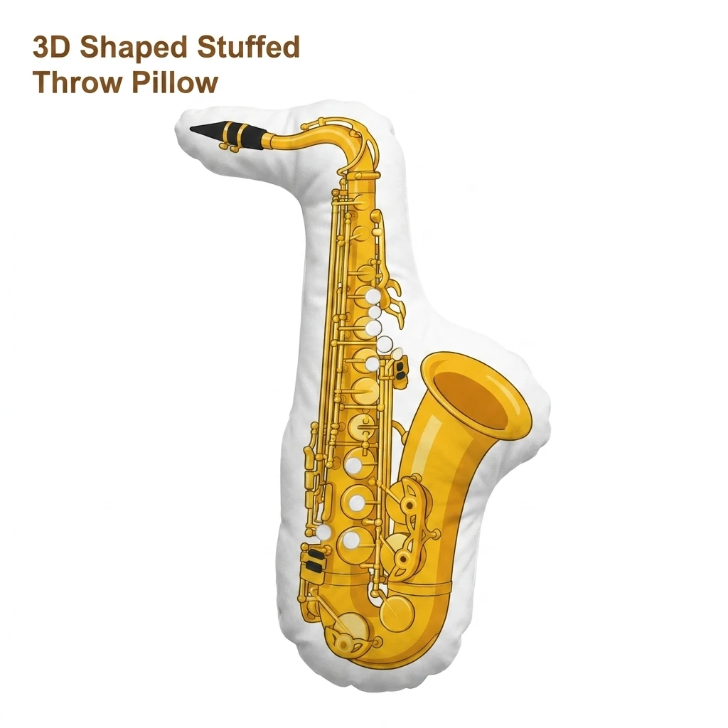 Saxophone Jazz Music Instrument Musical Brass Plush Pillow Cushion Irregular Stuffed Throw Pillow Home Decor Gift Sofa Bed Home