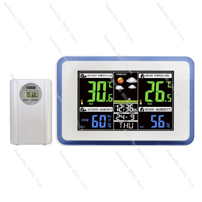 Wireless transmission color display screen, external temperature and humidity weather monitoring alarm clock
