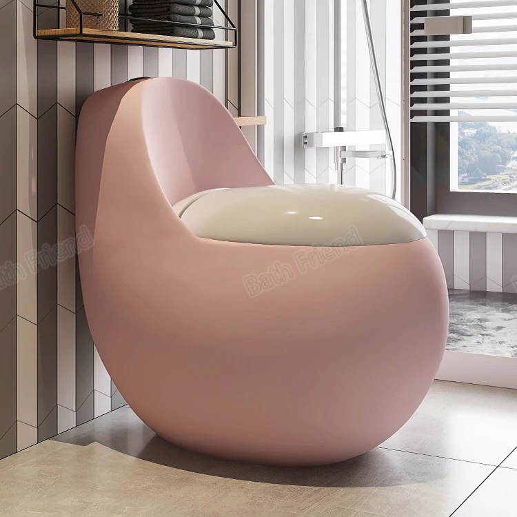 Luxury Egg Shape Toilets Multi Colors Matt Pink Unique Creative Wc Ceramic One Piece Toilet