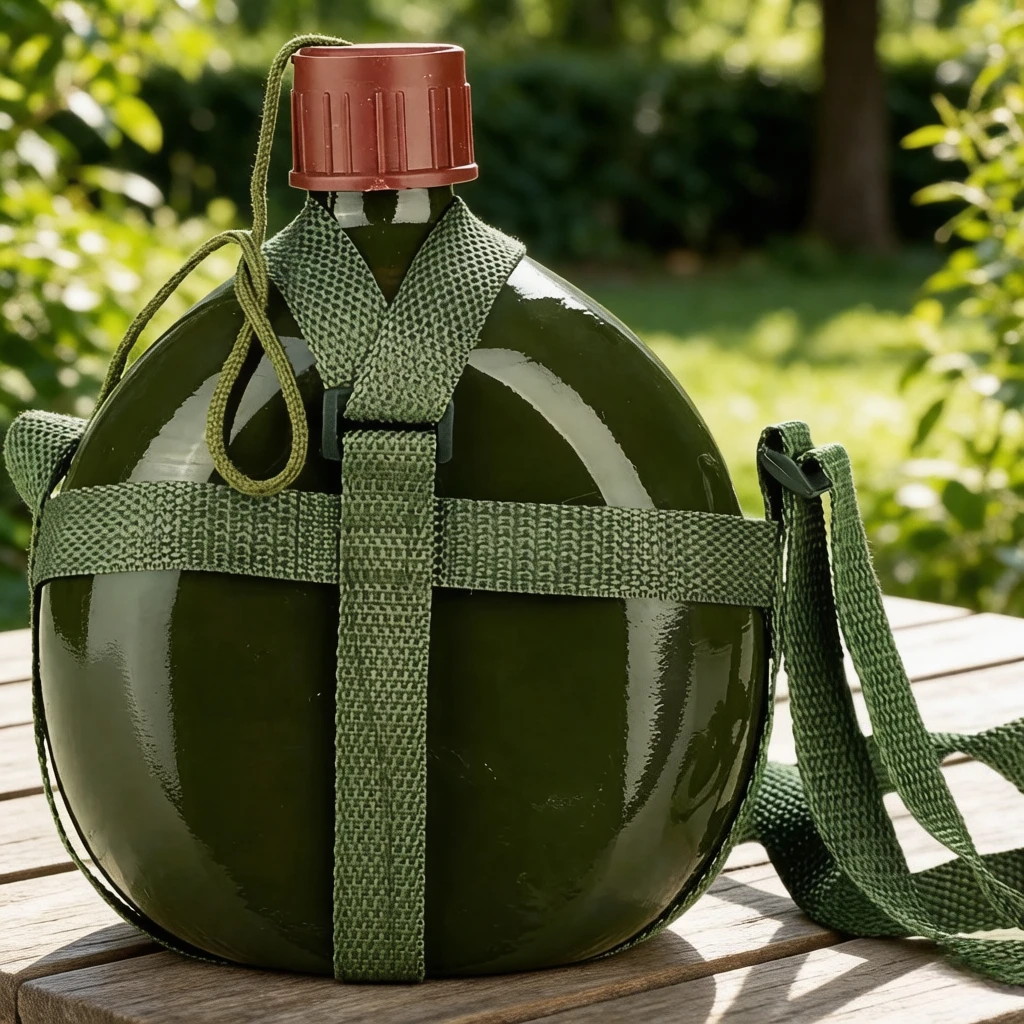 87 Pattern Aluminum Water Bottle,Large Capacity Camo Canteen with Strap Portable Outdoor Military Hiking Cup, Durable Easy Clean