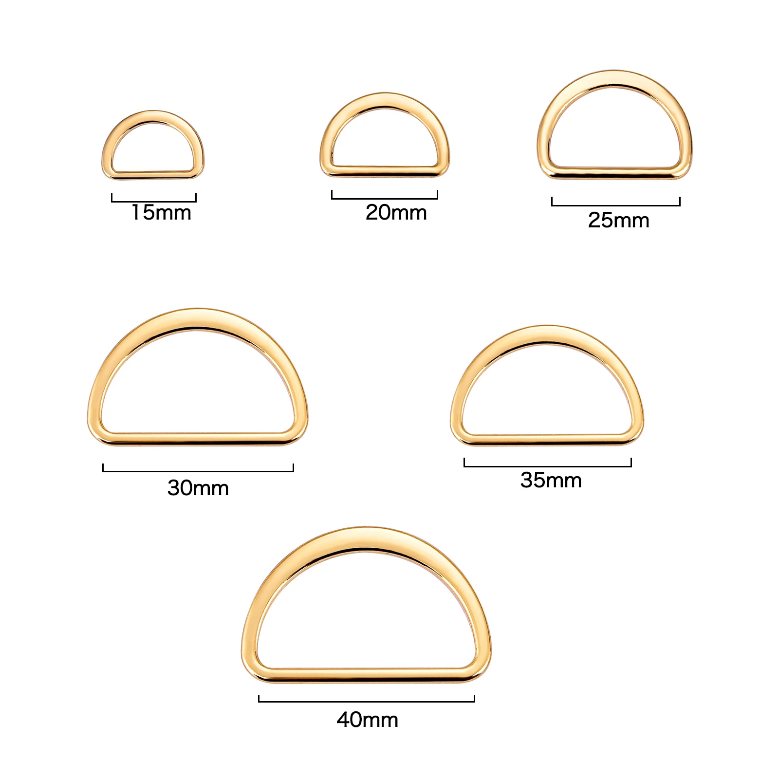 10pcs D Ring Connection fibbia a forma di D lega metallo argento oro per scarpe borse zaino fibbie accessorio fai da te 15/20/25/30/40mm