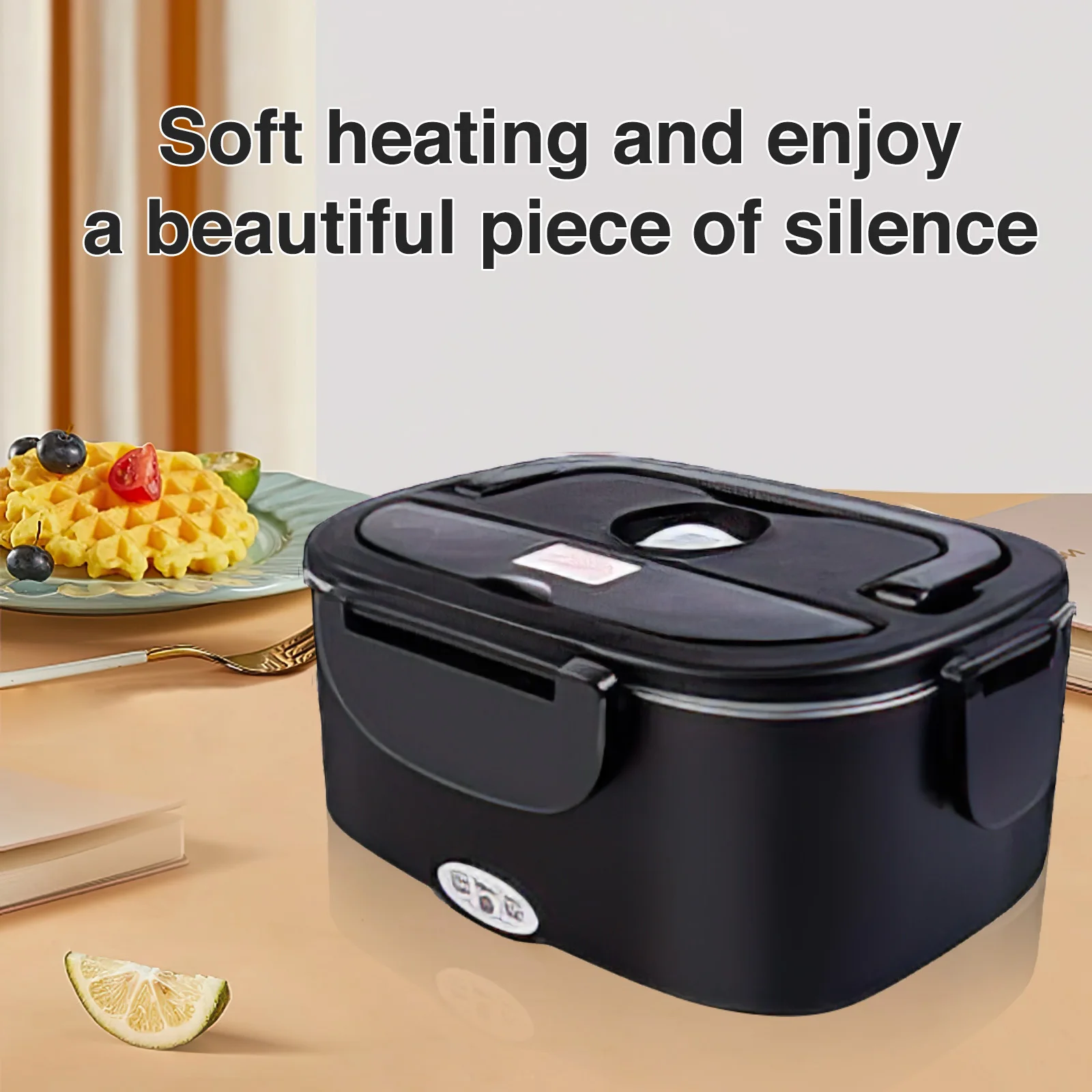 1,5 L 60W Robuste elektrische Lunchbox, Speisenwärmer, tragbarer Speisenheizer für Auto oder Zuhause - Auslaufsicherer 304 Edelstahl-Inneneinsatz – Detail 3