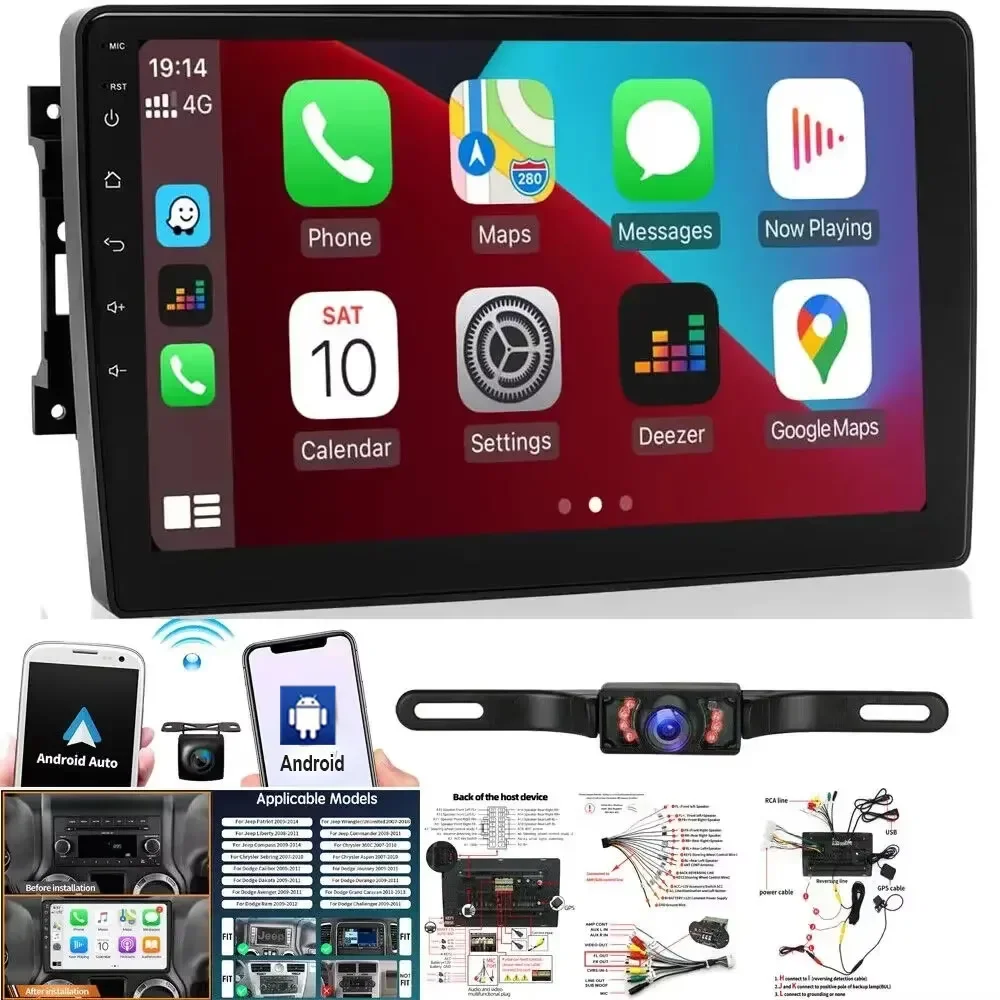

Car Radio Stereo Multimedia Player Android 13 GPS fit for Carplay Car Stereo Radio 2+32G Compatible for Wrangler Chrysler Ram