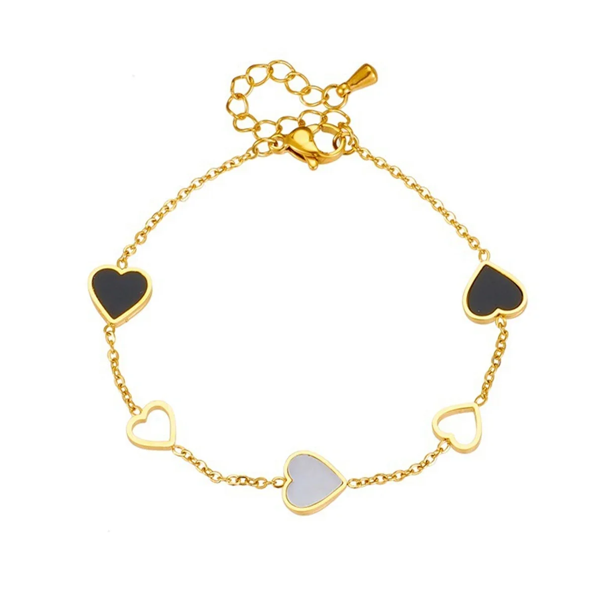 Black & White Enamel Heart Bracelet — product information 2