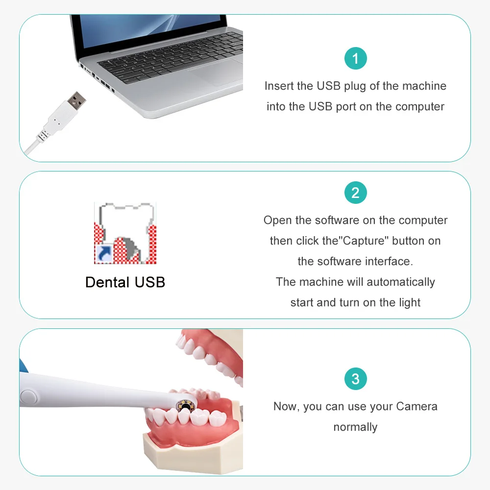 8.0 mega pixels usb 6 led branco câmera de exame intra oral 6mm super mini lente dental cmos câmera intraoral ferramenta odontologia