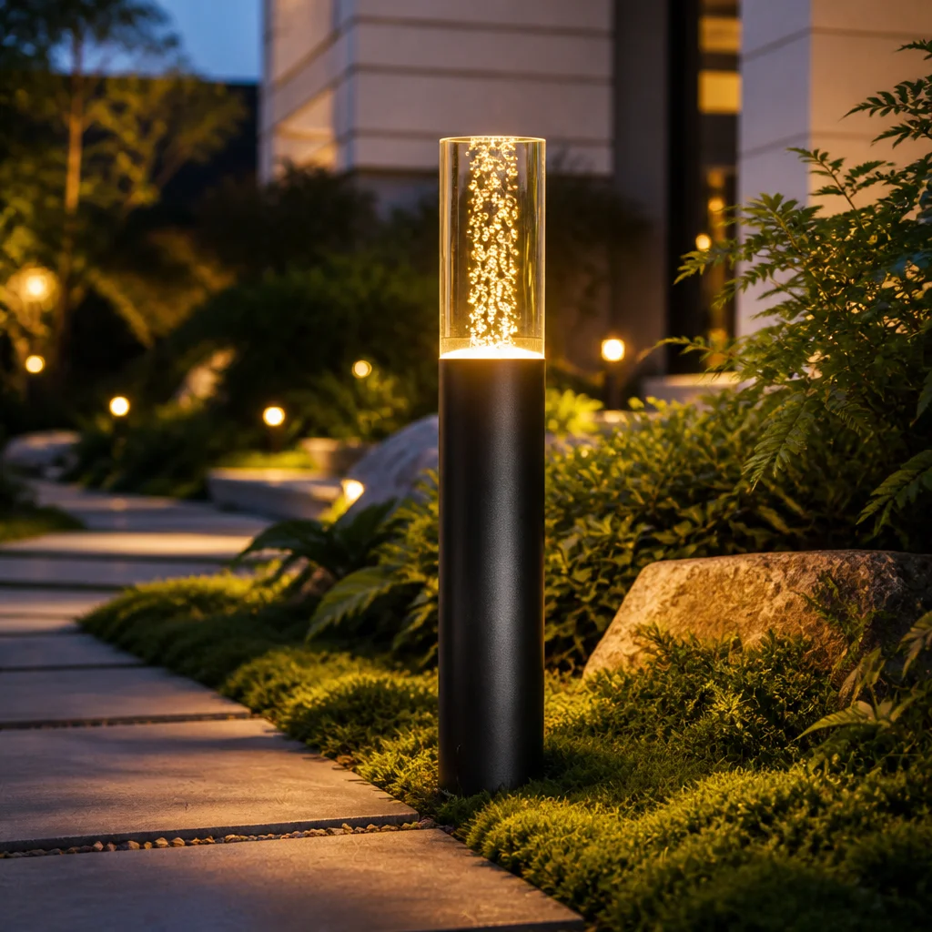 Crystal Bubble Outdoor LED Bollard Light Waterproof Garden Lawn Path Lamp 30/50/70cm Lights for Villa Courtyard Yard Pathway Dec