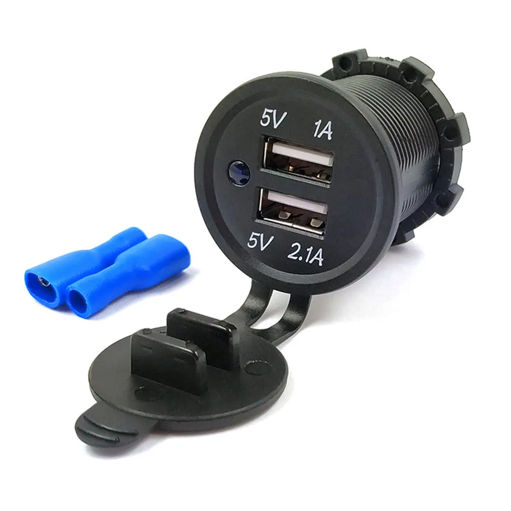 carregador-de-carro-dual-usb-a-prova-d'Agua-e-poeira-de-alta-qualidade-para-motocicleta-scooter-barco-e-veiculos-modificados-com-carregamento-rapido
