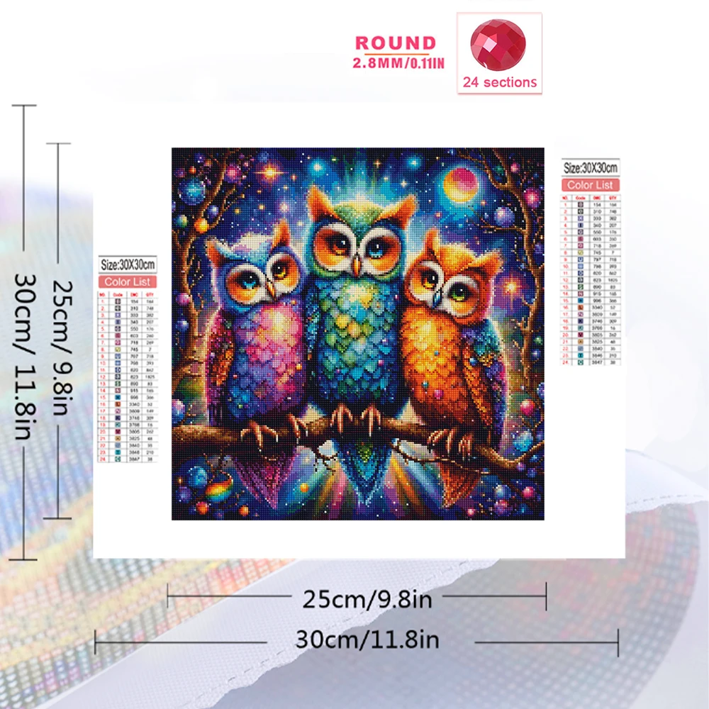 Evershine Diamond Painting Animal Full Square Drill Mosaic Owl Rhinestones Picture Embroidery Colorful 5D DIY Kit Wall Decor