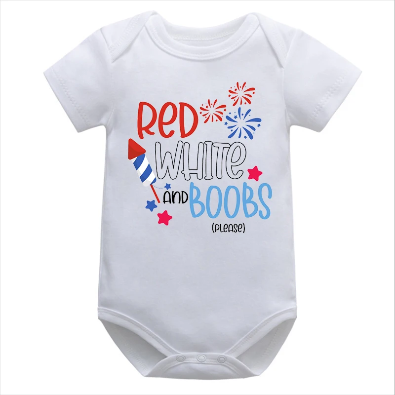 

Red White Boobs Onesie 4th of July Baby Girl Clothes Fourth of July Shirt 4th of July Kid's Shirts USA Patriot Baby Clothes M