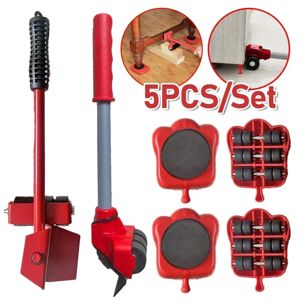 

Set Stuffs Moving Wheel Mover Hand Heavy Bar Device Set Tool Tool Moving Moving Furniture Transport Lifting Roller Removal