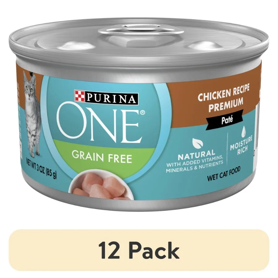 12 pack Pate, Natural Grain Free, Soft Chicken, Wet Cat Food 3 oz Can