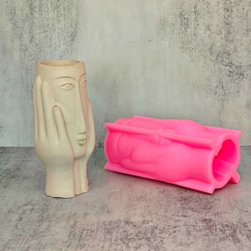 Abstract Art Face Hand-making Vase Silicone Moulds for Succulent Planter