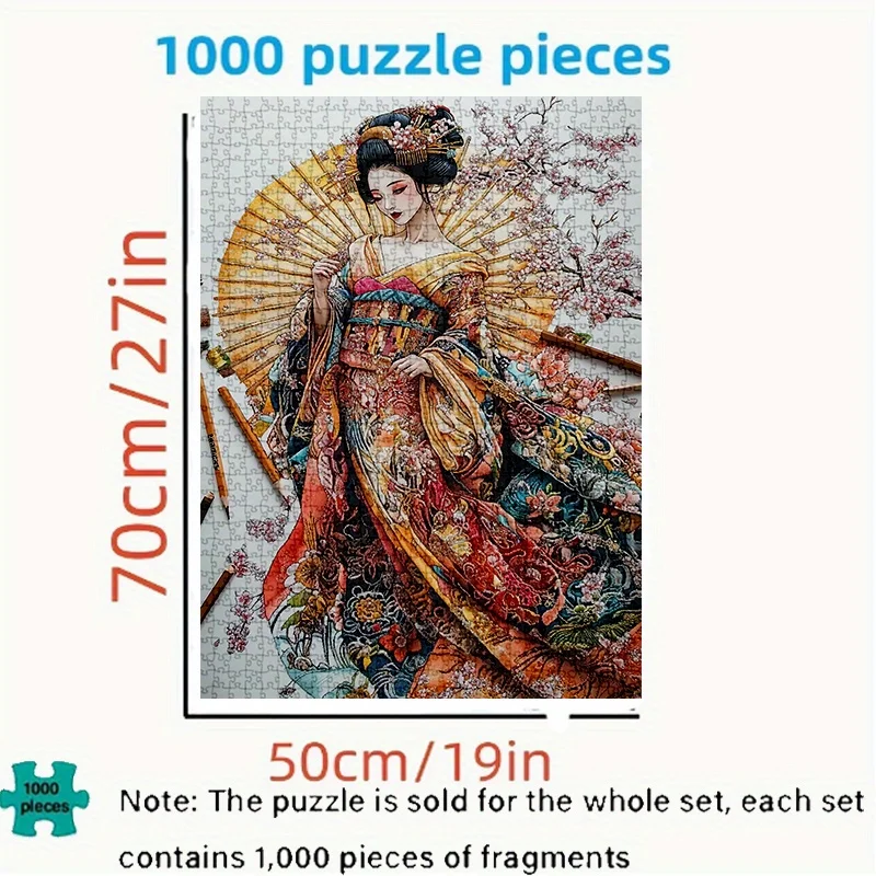 

[Высококачественные пазлы для взрослых] Высококачественные пазлы для взрослых «сделай сам» 1000 — красивая японская гейша в декорированном кимоно (1-13), Suita