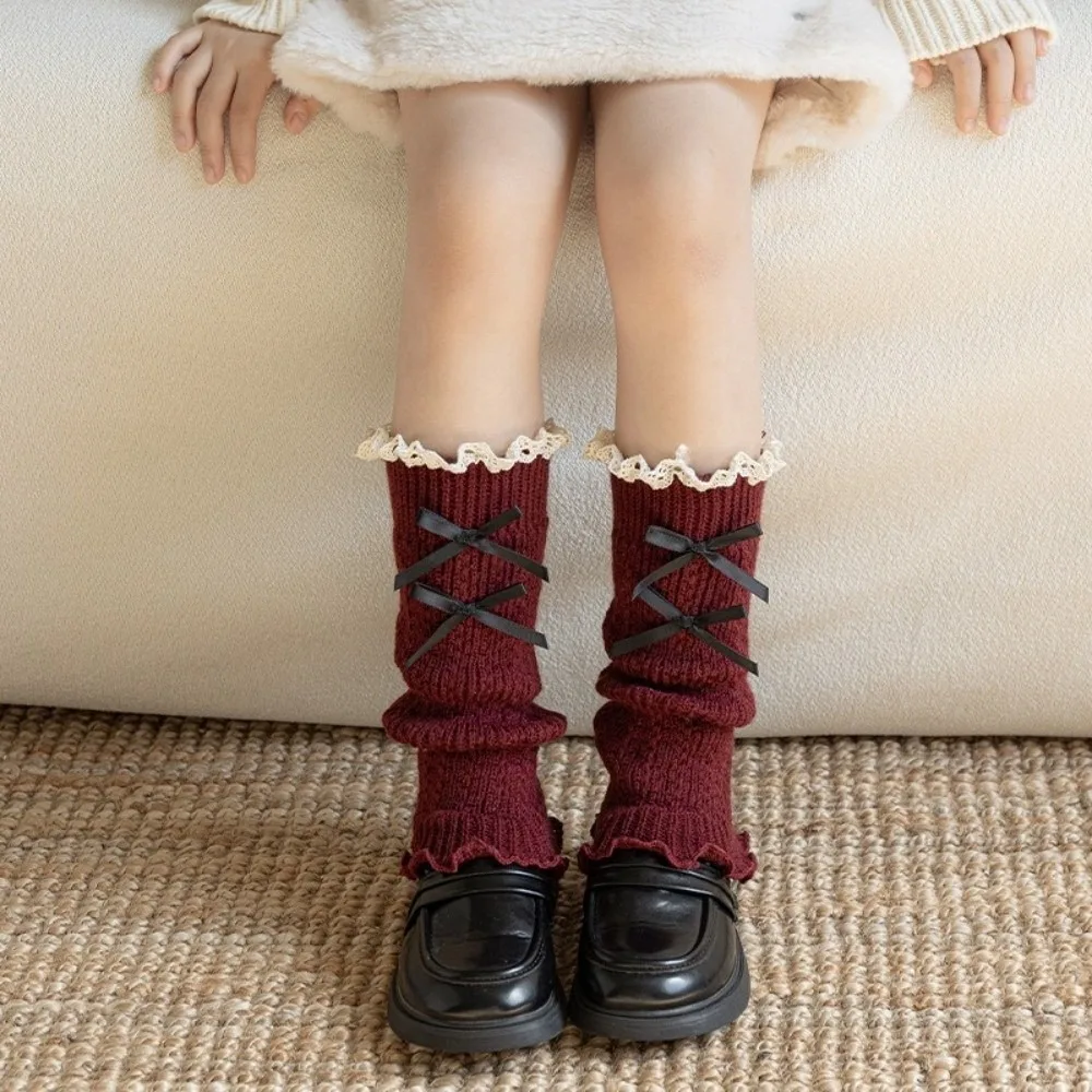 

New Solid Color Leg Warmers Thickened Lolita Middle Tube Socks Knitted Harajuku Hosiery Gift