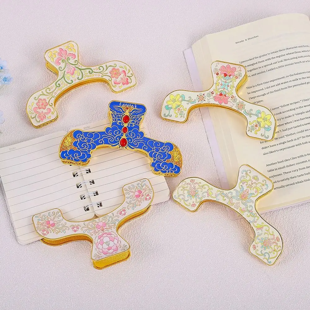 Creative Enamel Color Metal Bookmark Metal Ancient Style Book Clip Chinese Style Floral Pattern Reading Marker Journal Decor