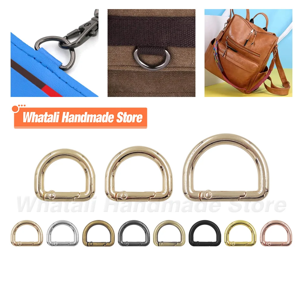 

6pcs Metal D Ring Spring Key Hooks D Ring Openable Metal Buckles Carabiner Clip Keyring Buckle For Backpack Handbag Purse Strap