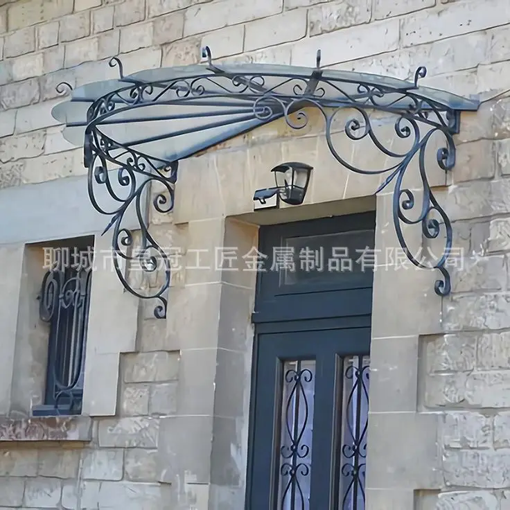 Wrought iron rain canopy, villa outdoor entrance door ceiling, forged courtyard decorative ceiling, courtyard garden rainproof c