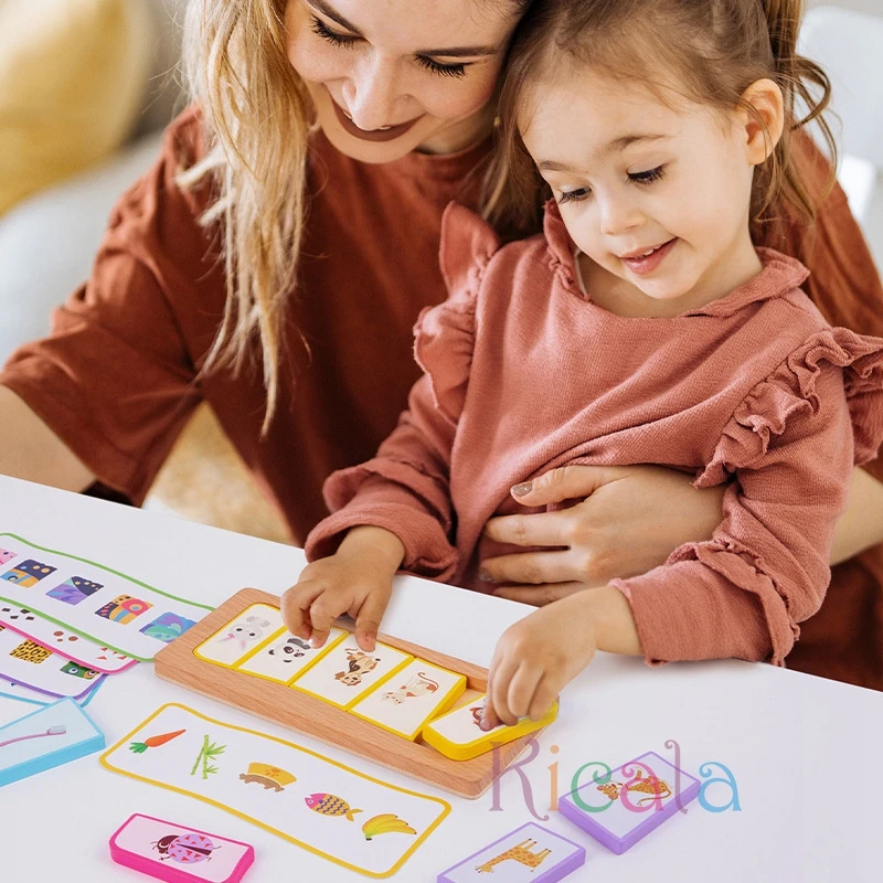 Clasificación Montessori, juguetes de madera a juego para niños pequeños, formas de Color, animales, juegos de rompecabezas sensoriales, juguetes de educación temprana