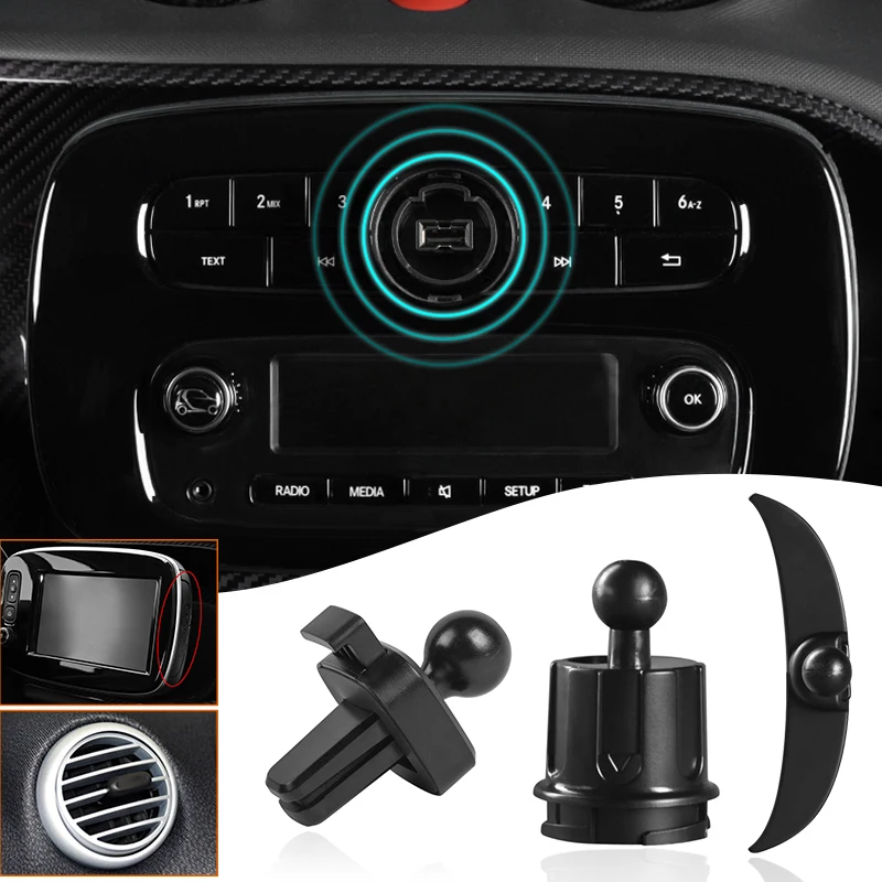 Car Air Outlet Navigation Phone Holder Base For Mercedes Smart 450 451 453 Fortwo Forfour Radio Bracket Adapter Car Accessories